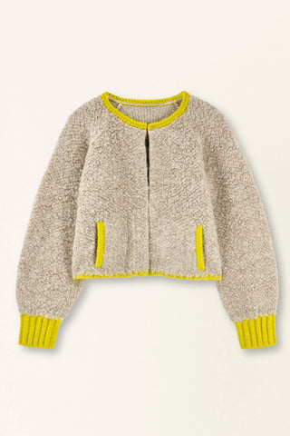 Fargo Knit Jacket In Sand/Lemongrass