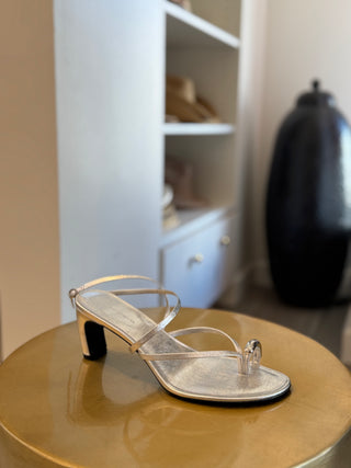 Pierced Strappy Heel - Silver