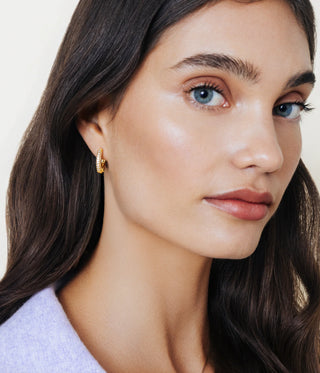 Pave Huggie Hoops - Gold