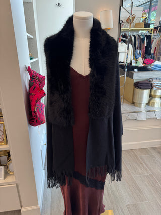 The Vivian Fur Cape - Black