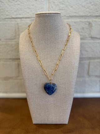 Lovey Heart Necklace - Navy