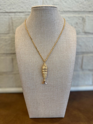 Soleil Fish Pendant Necklace - Gold