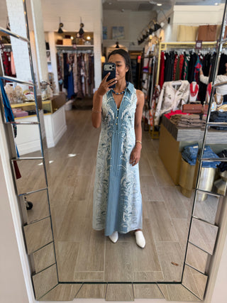 Jill Midi Dress - Palm Stripe