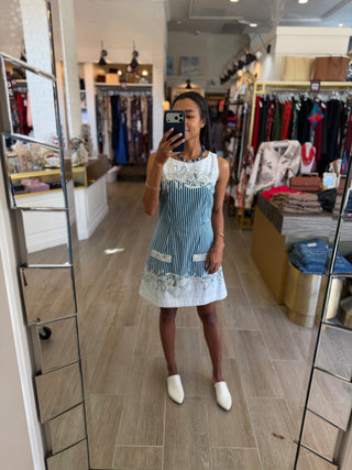 Annabelle Dress - Palm Stripe