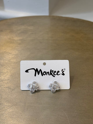 Crystal/Silver Clover Stud Earring