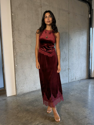 Burgandy Velvet Maeva Skirt