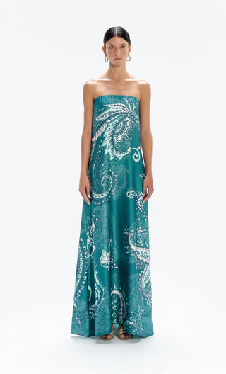 Solanum Maxi Dress - Teal Paisley