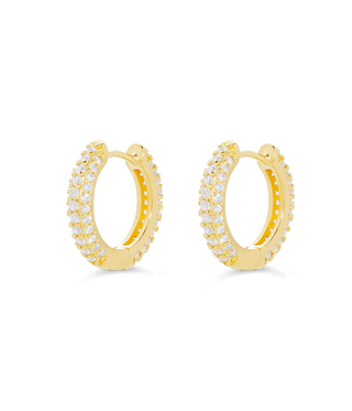 Pave Huggie Hoops in Gold