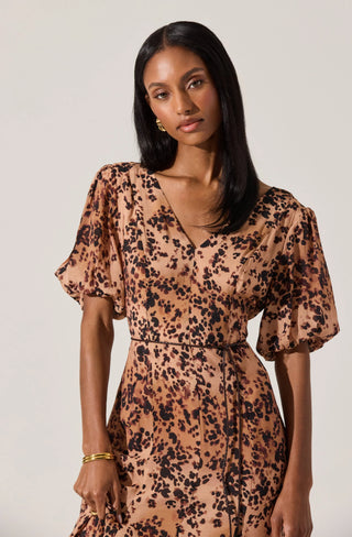 Lavena Dress - Taupe Leopard Print