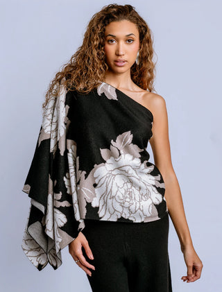 Peony Eden Poncho - Forbidden Black
