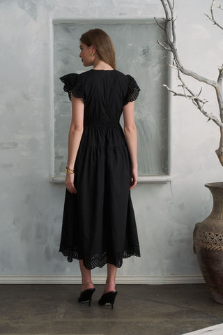 Short Ruffle Sleeve Midi Dress