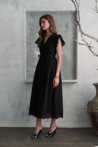 Short Ruffle Sleeve Midi Dress