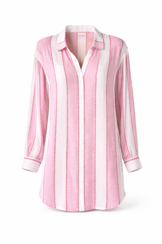 Positano Shirt Dress - Pink/White Cabana Stripes