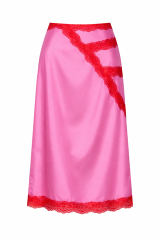 Pink and Red Lace Lily Skirt