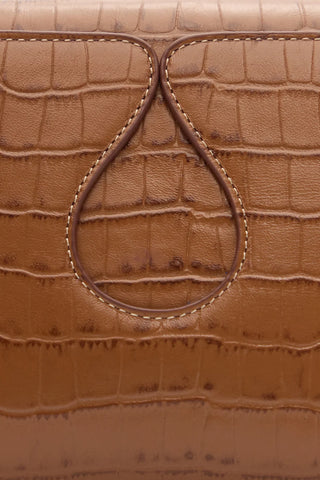 Gabrielle Croco-Embossed Shoulder Bag - Camel