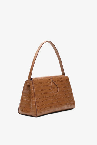Gabrielle Croco-Embossed Shoulder Bag - Camel