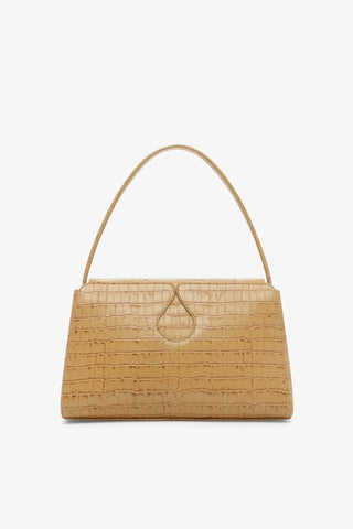 Gabrielle Croco-Embossed Shoulder Bag - Warm Sand