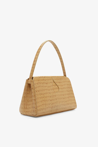 Gabrielle Croco-Embossed Shoulder Bag - Warm Sand