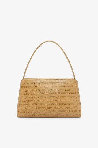 Gabrielle Croco-Embossed Shoulder Bag - Warm Sand