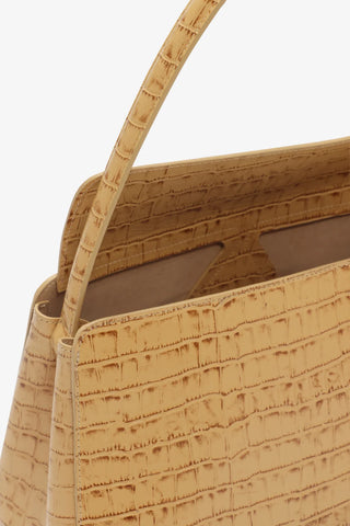 Gabrielle Croco-Embossed Shoulder Bag - Warm Sand