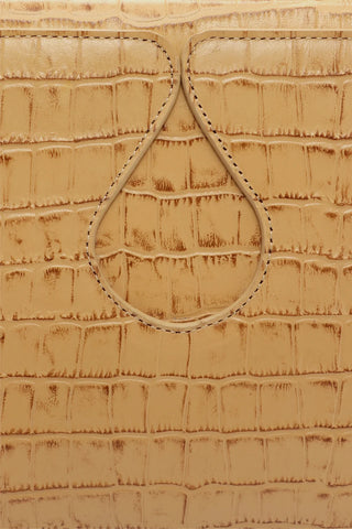 Gabrielle Croco-Embossed Shoulder Bag - Warm Sand