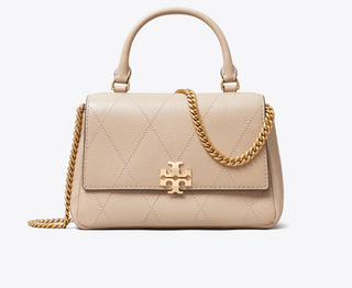 Charlie Quilted Mini Top Handle Shoulder Bag - Soft Cement