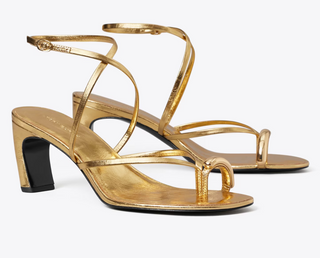 Pierced Strappy Heel Sandal 65mm - Gold Leaf
