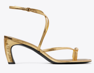 Pierced Strappy Heel Sandal 65mm - Gold Leaf