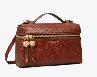 Embossed Snake Slim Top Handle - Sweet Maple - Sweet Maple