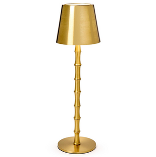 Portable Cordless Gold Bamboo Table Lamp