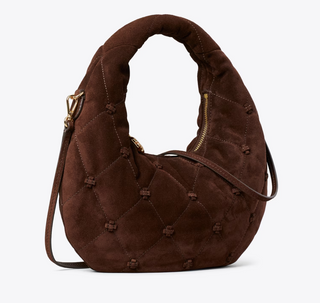 Bunny Knot Suede Top Zip Crescent - Dark Cocoa - Dark Cocoa