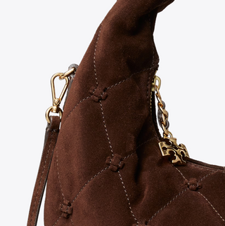 Bunny Knot Suede Top Zip Crescent - Dark Cocoa - Dark Cocoa