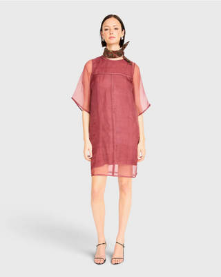 Umbria Organza Dress In Dark Cerise