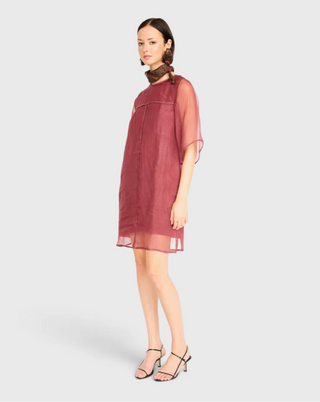 Umbria Organza Dress In Dark Cerise