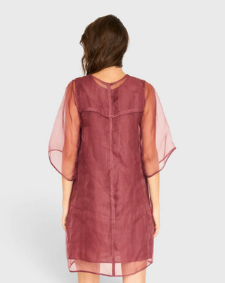 Umbria Organza Dress In Dark Cerise
