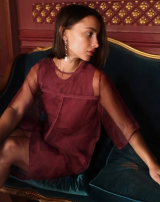 Umbria Organza Dress In Dark Cerise