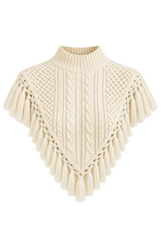 Shawl Collar - Ivory Fringe - Ivory Fringe