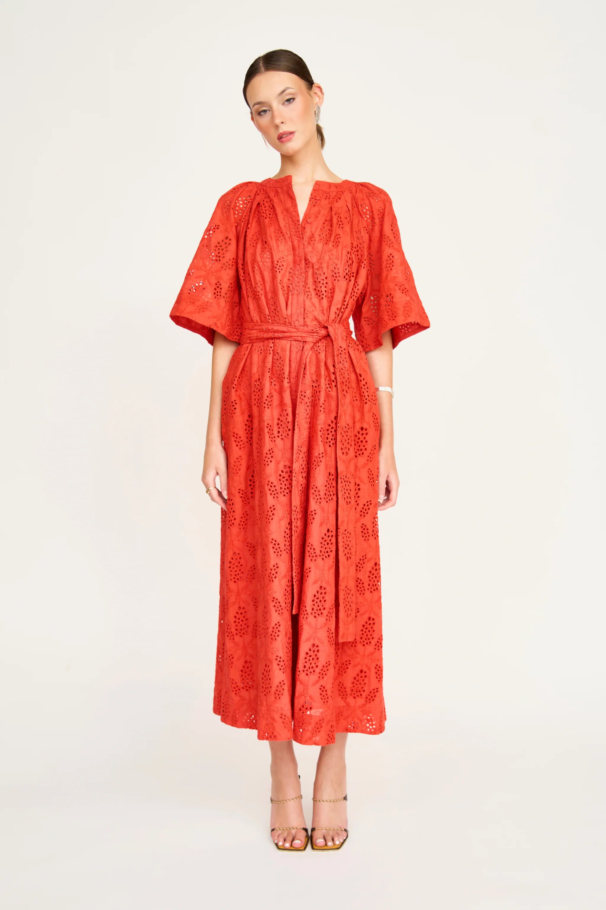 Somerset Dress In Chili Hyacinth Eyelet Chili Hyacinth Eyelet / M