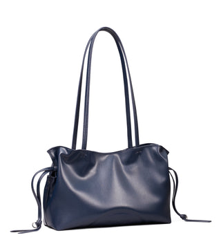 Ella Recycled Drawstring Small Tote - New Navy