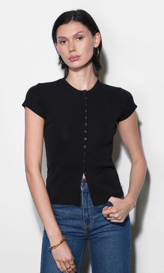 Vera Crew Neck Button Detailed Knit Top