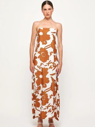 Strapless Slit Dress - Fleur-De-Lis