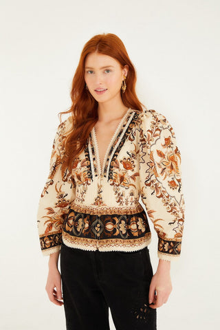 Majestic Garden Blouse - Sand