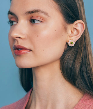 Emeline Flower Studs - Rose Quartz