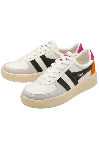 Grandslam Trident Sneakers - White/Dark Khaki/Fuchsia
