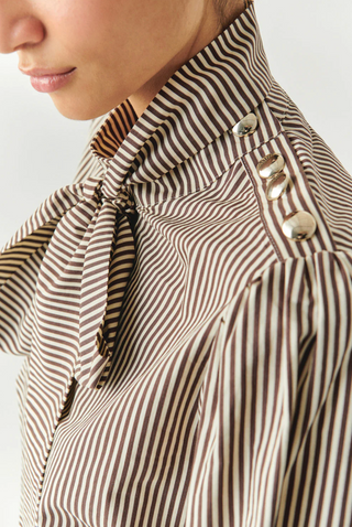 Indigo Striped Cotton Blouse