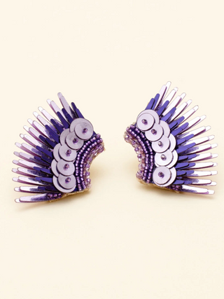 Sequin Mini Madeline Earrings - Metallic Lilac