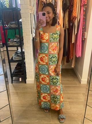 Caryn Midi Dress - Neon Tile