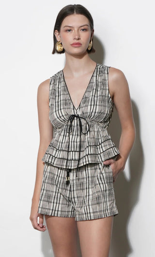 Evelyn Sleeveless Neck Drawstring Top