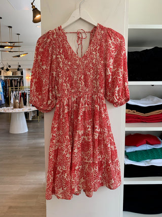 Chloe Smocked Mini Dress in Kiku