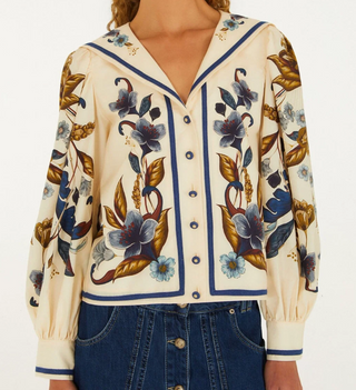 Golden Nature Cream Multicolor Long Sleeve Shirt